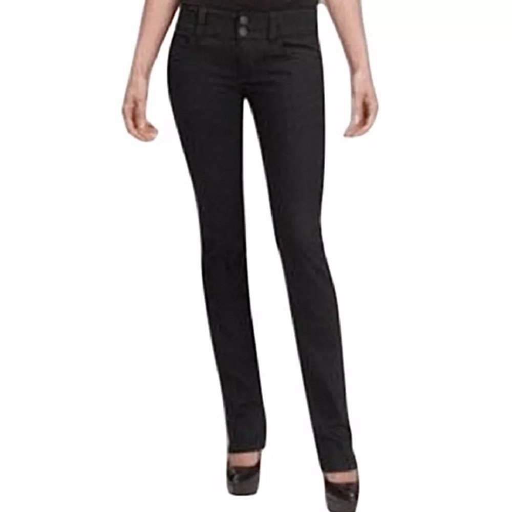 CAbi 515 Lou Lou Straight Leg Two Button Low Rise Jeans. Black. Size 2 #681